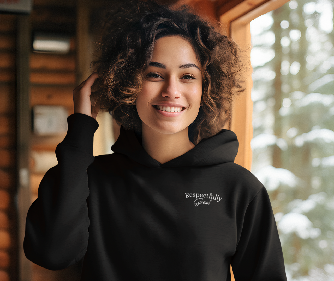 Discover Cozy Hoodies | Empower Expression with Respectfully Great Young Woman Black Hoodie