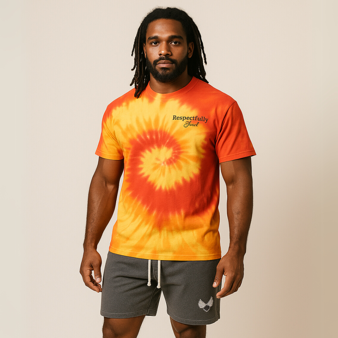 man with dreadlocks wearing Respectfully Great Tie Die Tshirt